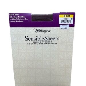 Worthington Sensible Sheers Control Top Pantyhose Short Taupe 41 Sheer Toes
